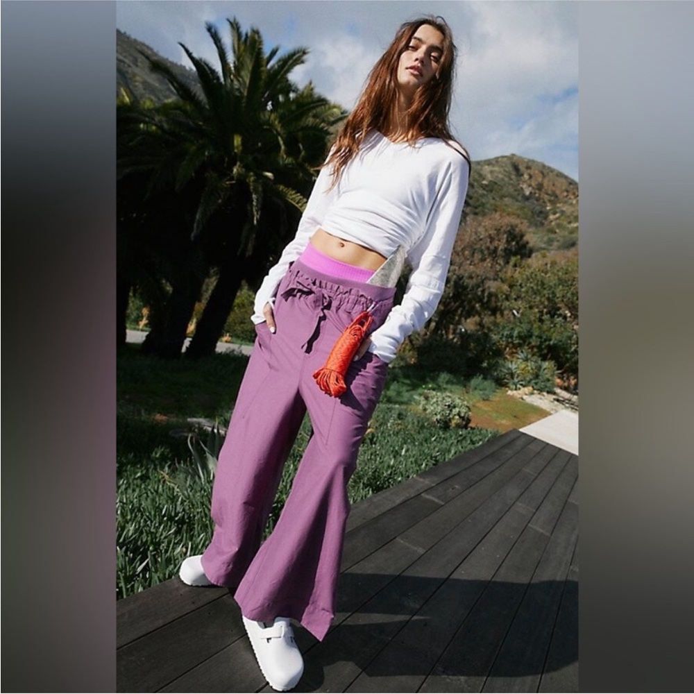 FP Movement by Free People Lavender Wide-Leg Drawstring Pants